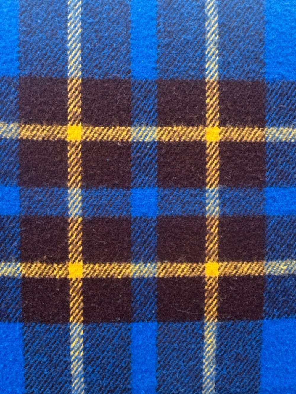 Vintage Faribo Blue Plaid Wool Camp Stadium Blanket Fringe Throw Cabin Lodge USA - Picture 2 of 4